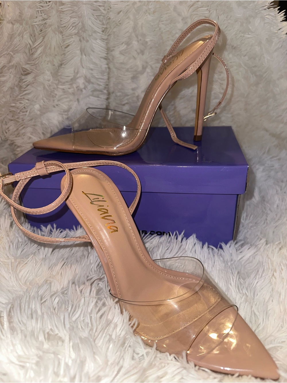 Nude Clear Strap Stiletto Pump - Women